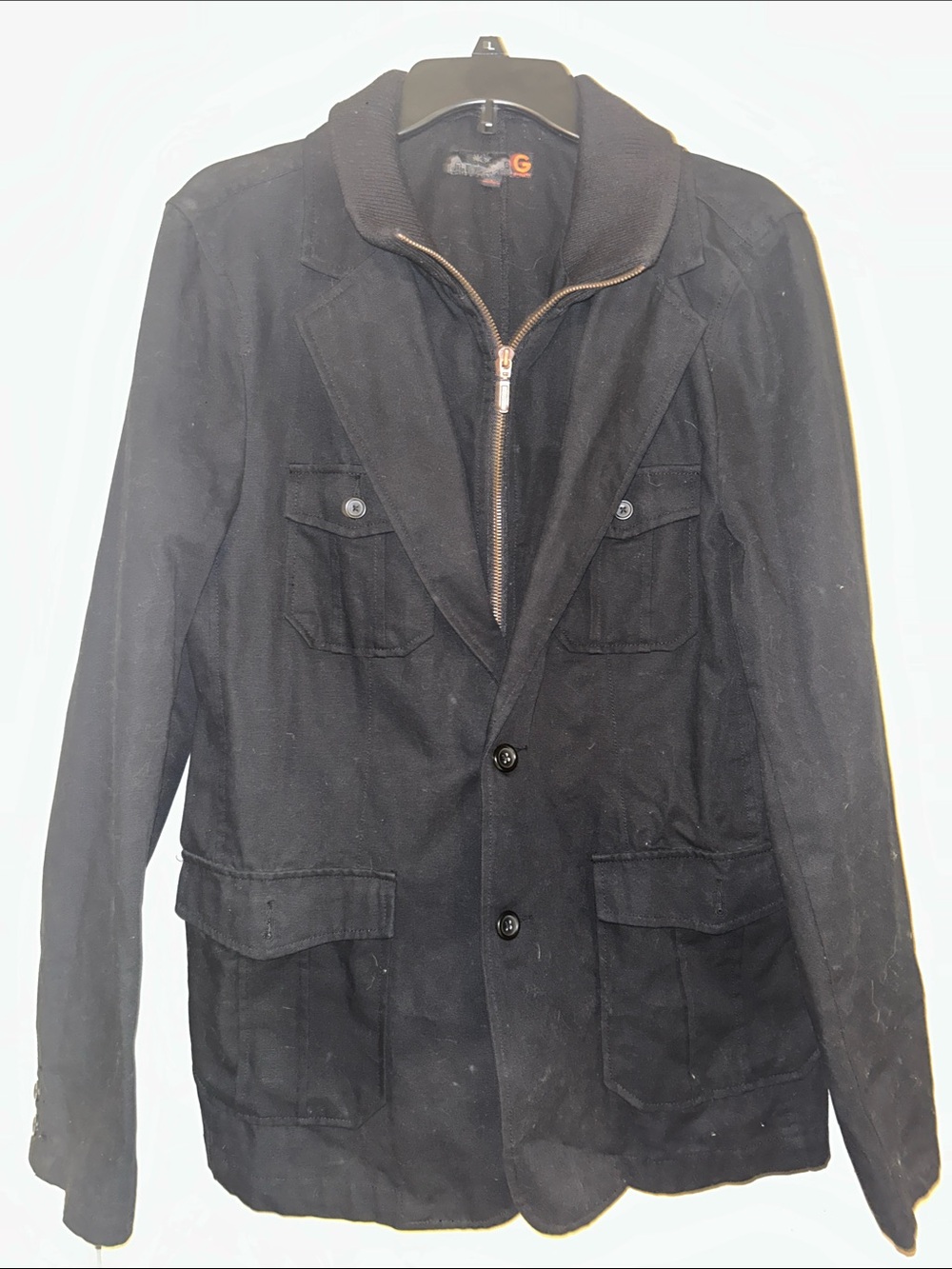 G by Guess Black Military-Style Field Blazer